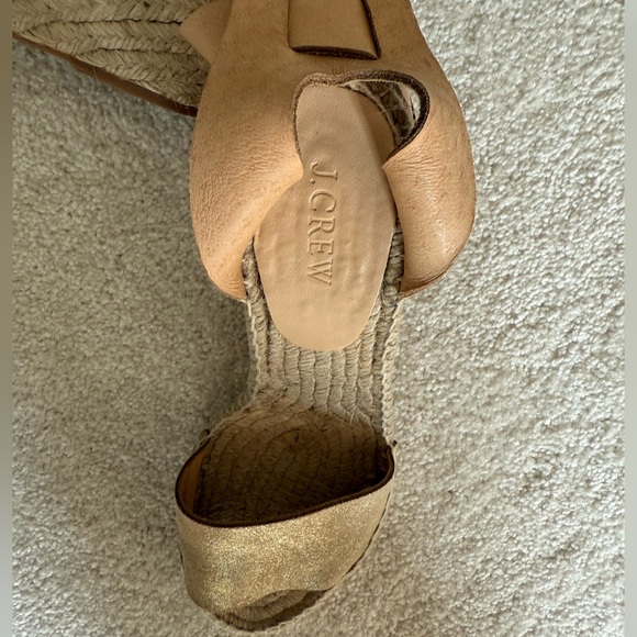 JCrew Corsica espadrilles wedges. Gold shimmer metallic leather/suede - Picture 5 of 11